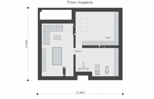 Одноэтажный  дом с подвалом и террасой